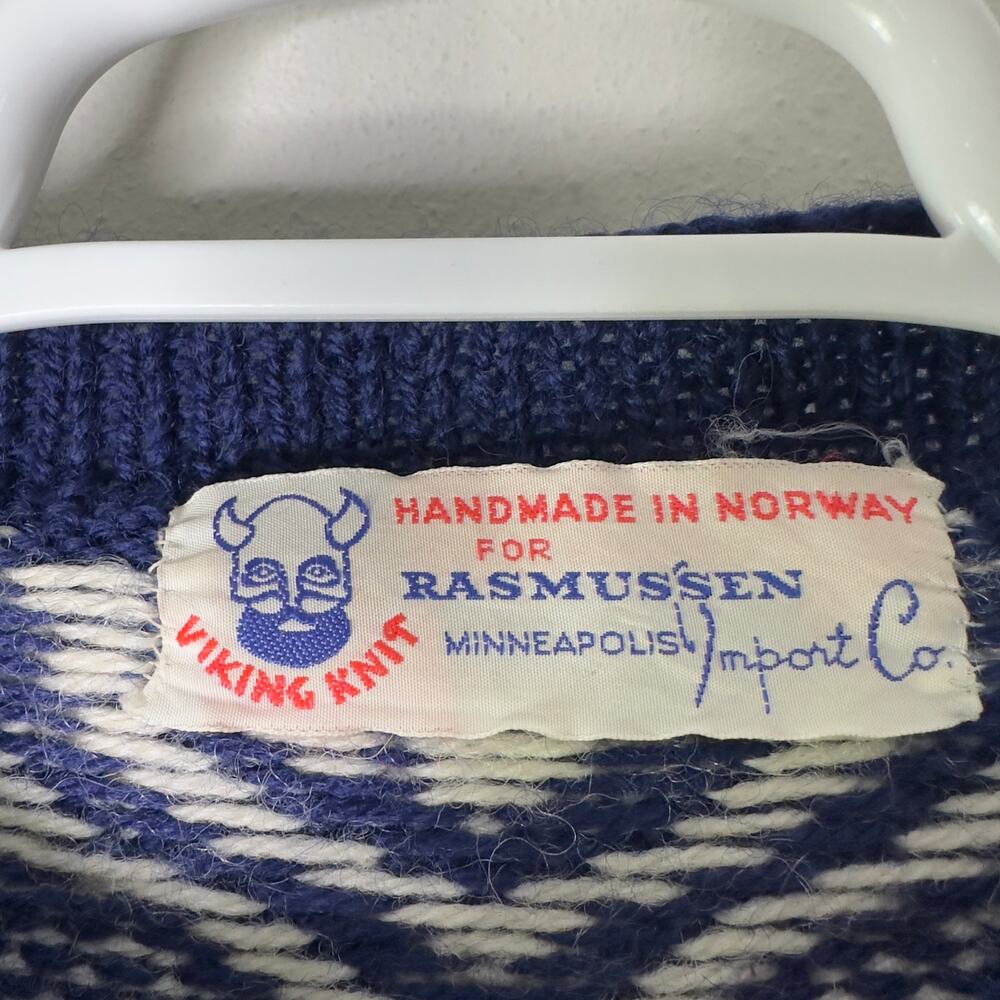 Vintage Norwegian Wool Fair Isle Cardigan - Picture 3 of 10